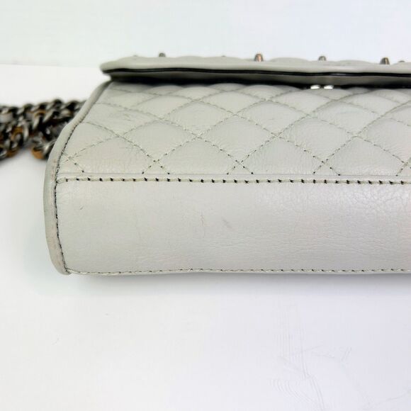 Rebecca Minkoff Quilted Affair Studded Mini Crossbody or Shoulder Flap Bag Grey - Picture 14 of 15